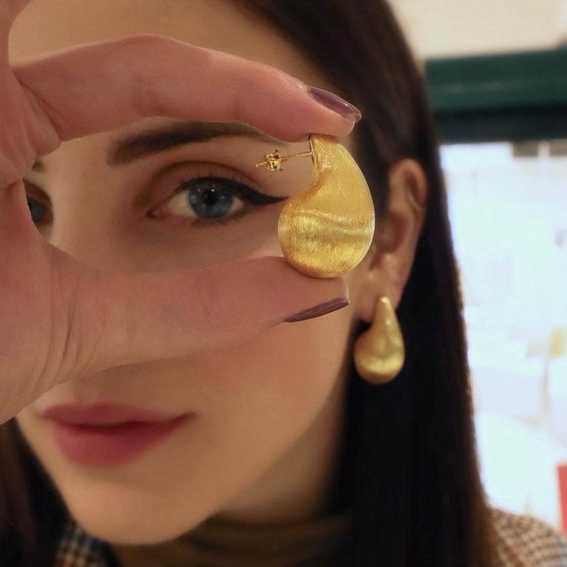 Orecchini Goccia Satinata Grande