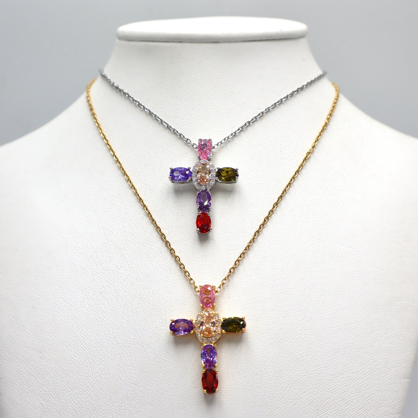 Collana Croce con centrale Multicolor