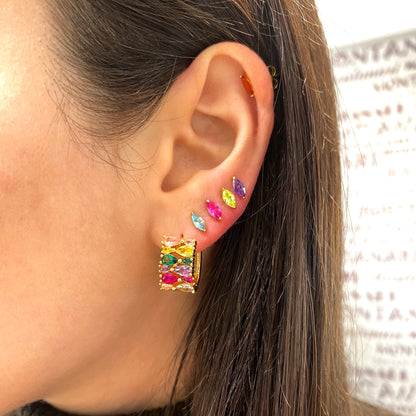 Orecchini Ovali con zirconi multicolor