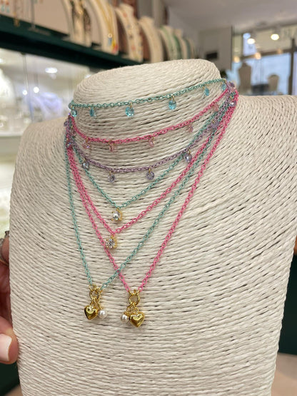 Collana multi-charm in vernice